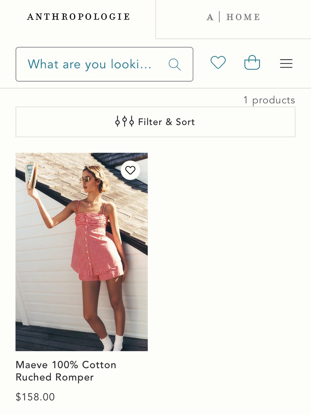 Anthropologie Red & White Striped Ruched Spaghetti-Strap Romper